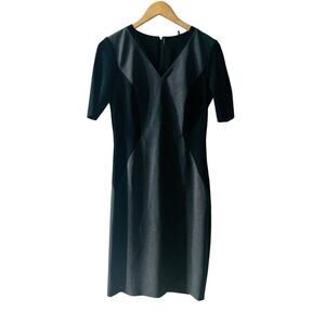 Elie Tahari Gray Black V Neck Sheathh Dress Size 4